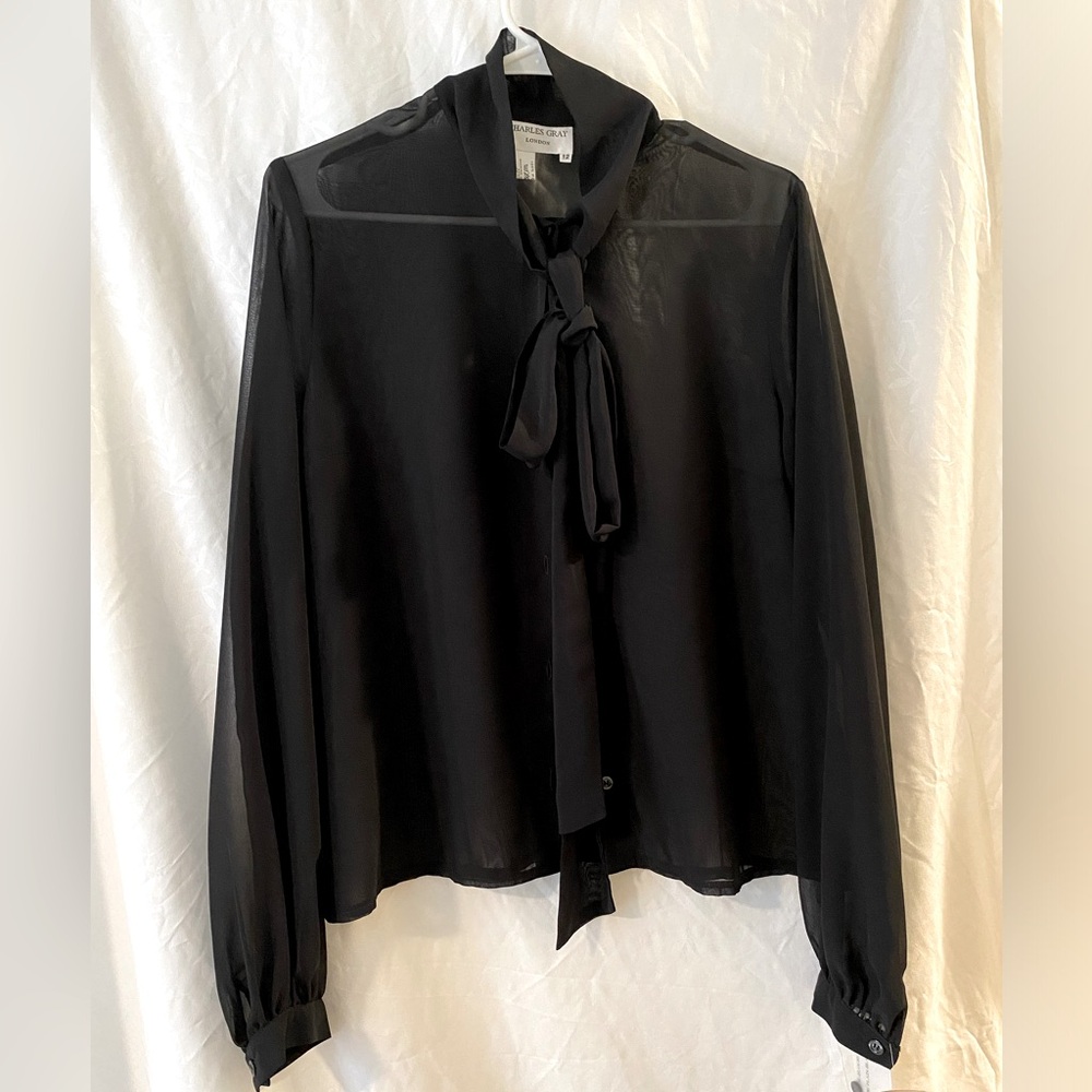 Charles Gray London women's sheer black blouse size 12